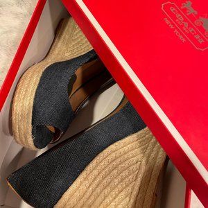 8.5M dark denim coach wedges